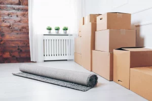 Leere Wohnung mit Umzugskartons vor der Wohnungsübergabe